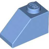 Brick Sloped 45° 2 x 1 with Bottom Pin / Medium Blue