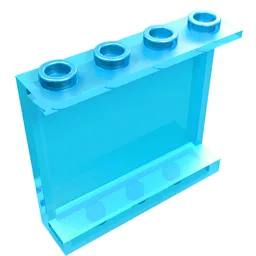 Panel 1 x 4 x 3 [Side Supports / Hollow Studs] / Trans-Light Blue