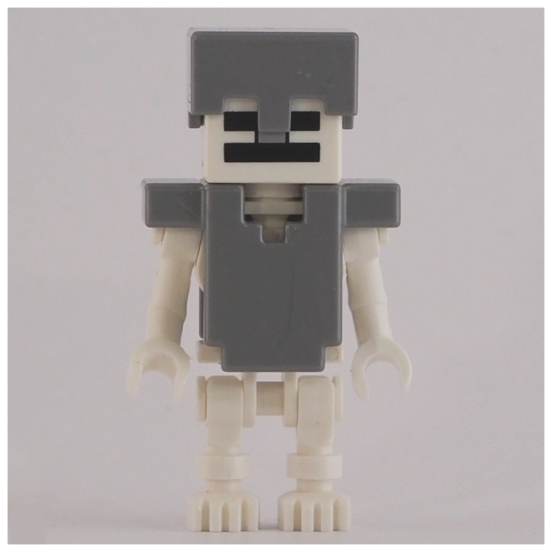 Lego Skeleton, Square Skull, Flat Silver Helmet and Armor