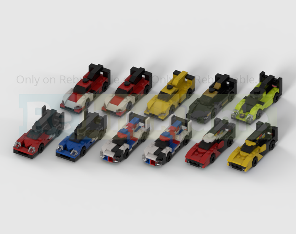Lego IMSA 2024 Grid Of 11 LMDh Racing Cars - Half Speed Champions Scale