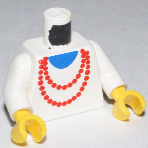 Lego Torso Red Necklace and Blue Undershirt Print, White Arms, Yellow Hands / White