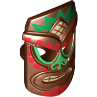 Lego Minifig Neckwear Mask Islander Tiki with Red, Green and Tan Tribal Print / Reddish Brown