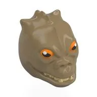 Minifig Head Special, Trandoshan, Orange Eyes, White Pupils Print (Bossk) / Dark Tan