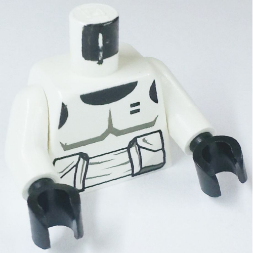 Lego Torso Armor Scout Trooper with Dark Gray Accents Print, White Arms, Black Hands / White