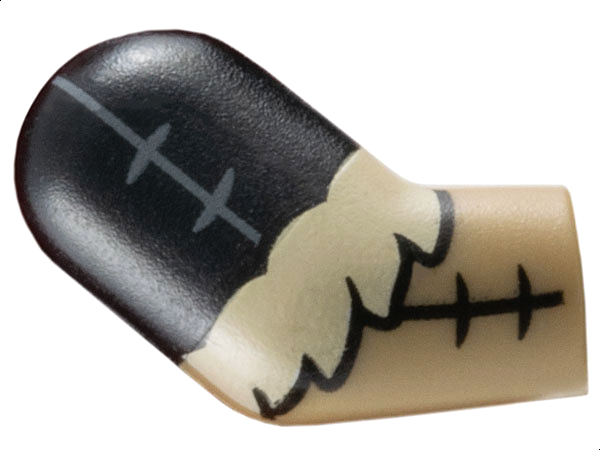 Lego Arm, Right with Molded Black Short Sleeve and Printed Stitching and Tan Fur Pattern