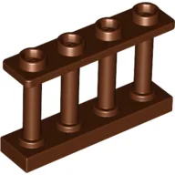 Fence Spindled 1 x 4 x 2 [4 Top Studs] / Reddish Brown