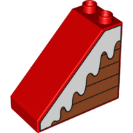 Lego Duplo Brick 4 x 2 x 3 Slope 45° with Wood Panels and Snow Print
