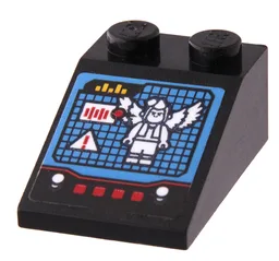 Slope 33 3 x 2 with Control Panel, Screen with Flying Monkey, Lights, Buttons and Switches Pattern (Sticker) - Set 70917