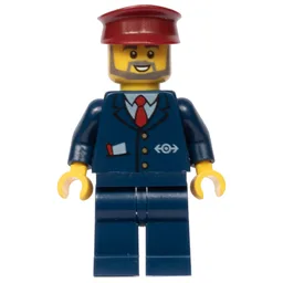Conductor - Dark Blue Jacket, Dark Blue Legs, Dark Red Hat, Glasses, Beard