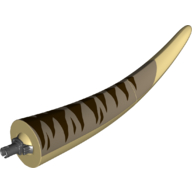 Lego Animal Body Part, Dinosaur, Tyrannosaurus Rex Tail, with Pin, Dark Tan Top and Dark Brown Stripes Print