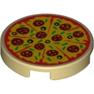Tile Round 2 x 2 with Pepperoni Pizza Print