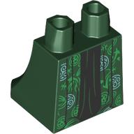 Lego Hips and Legs Under Dress/Robe with Silver Circle Decorations, Black Underdress print / Dark Green