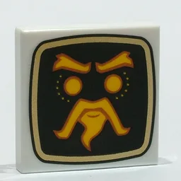 Tile 2 x 2 with Black Square, Gold Master Wu Drawing Print / White