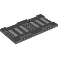 Lego Plate Special 8 x 16 with Six Recessed Edges with 1 x 4 Studs and Recessed Center with 2 x 4 Studs, Six White Stripes (Pedestrian Crossing) Print / Dark Bluish Gray