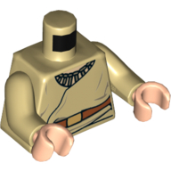 Lego Torso Robe with Necklace and Belt with Gold Buckle Print, Tan Arms, Light Nougat Hands / Tan