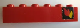 Brick 1 x 6 with Classic Fire Logo Pattern Right (Sticker) - Sets 374-1 / 590