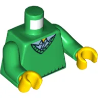 Torso, Sweater, V-Necked with Trim, Medium Blue Shirt, Yellow Neck Print, Green Arms, Yellow Hands / Green
