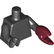 Lego Torso Shell with Scales and Dark Green Specks Print, Black Arms and Right Hand, Dark Red Crab Pincer Left / Black