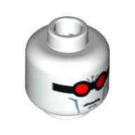 Lego Minifig Head Mr Freeze, Goggles with Red Lenses, Medium Azure Cheek Lines Print [Blocked Open Stud] / White