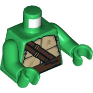 Torso Turtle Shell with Dark Brown Horizontal and Diagonal Belt Print, Green Arms and Hands / Green