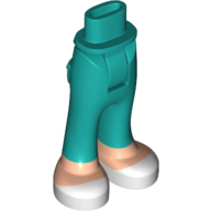 Lego Minidoll Hips and Trousers with Back Pockets and Light Nougat Legs and White Shoes Print / Dark Turquoise