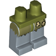 Lego Hips and Sand Blue Legs with Ragged Olive Green Skirt with Bone Clasp Print / Olive Green