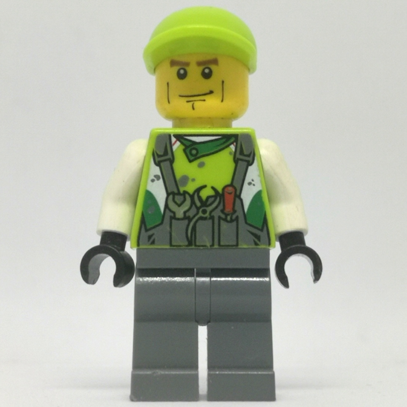 Lego Crew Member Lime Torso, Dark Bluish Grey Legs 2
