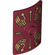Lego Shield Rectangular Curved with Stud with Gold Lightning Wings and Arrows Print / Dark Red