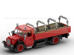 Historic fire truck with a flatbed