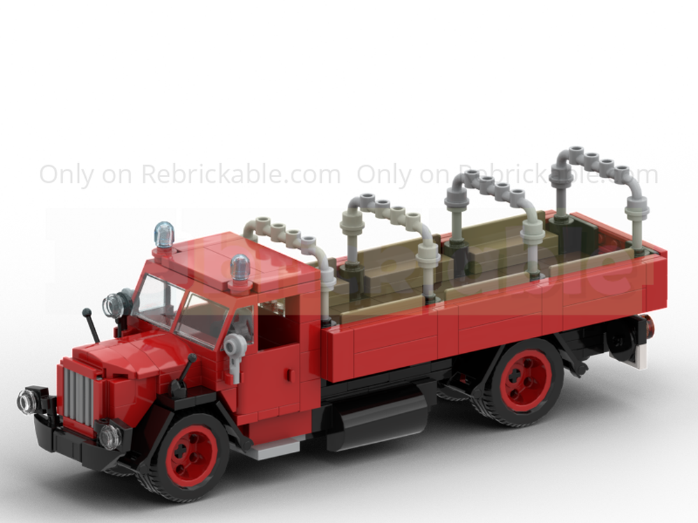 Lego Historic fire truck with a flatbed