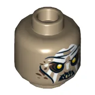 Minifig Head Orc, White Face Paint Print [Hollow Stud] / Dark Tan
