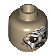 Lego Minifig Head Orc, White Face Paint Print [Hollow Stud] / Dark Tan