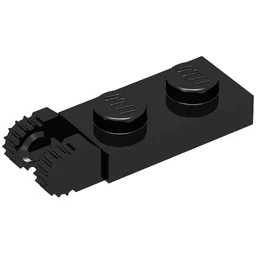 Hinge Plate 1 x 2 Locking with 2 Fingers On End, without Groove, 9 Teeth / Black