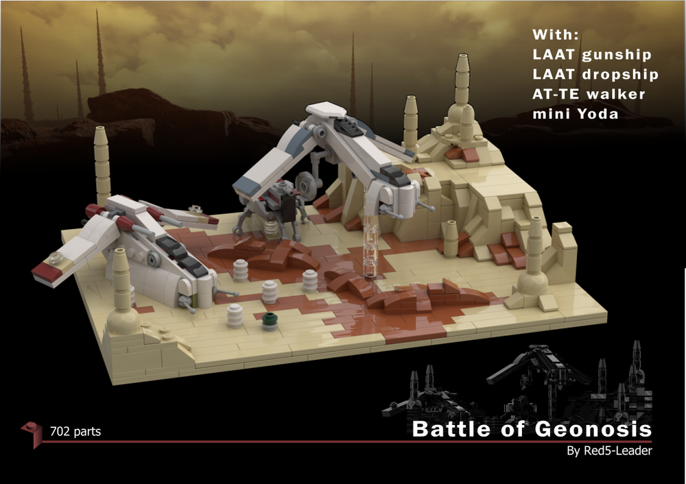 Lego Battle of Geonsis with LAAT gunship, LAAT dropship and AT-TE