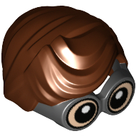 Lego Hair and Large Thick Glasses, Parted and Wavy with Light Nougat and White Pupils Print (Robin) / Reddish Brown