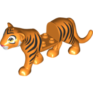 Lego Animal, Tiger with 2 x 2 Cut-Out with White Face, Black Tiger Stripes print / Orange