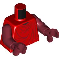 Lego Torso Imperial Royal Guard Robe, Back Printing Print, Dark Red Arms and Hands / Red