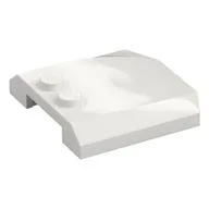 Brick Wedged, Curved Triple 4 x 4 x 2/3, 2 Studs with 'SUPER POWERED' Print / White