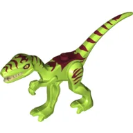 Animal, Dinosaur, Coelophysis / Gallimimus with Dark Red Markings and White Eyes / Lime
