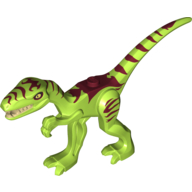 Lego Animal, Dinosaur, Coelophysis / Gallimimus with Dark Red Markings and White Eyes