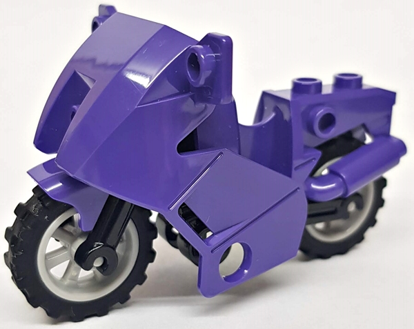 Lego Motorcycle City with Black Chassis (Long Fairing Mounts) and Light Bluish Gray Wheels