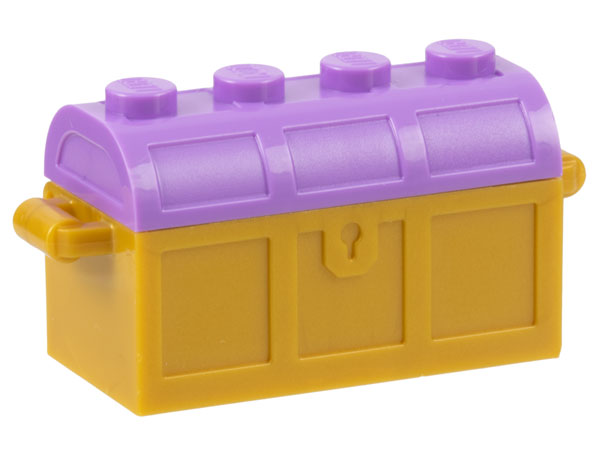 Lego Container, Treasure Chest with Slots in Back and Medium Lavender Thick Hinge Curved Lid (4738a / 4739a)