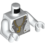 Lego Torso Tuxedo, Gold Chain with 'J' Print (Joker), White Arms and Hands / White