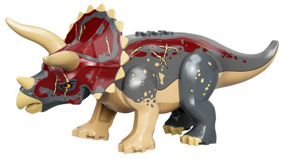 Lego Dinosaur Triceratops with Dark Bluish Gray Back and Dark Red Markings