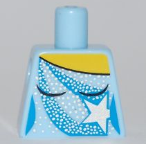 Lego Torso Female Ice Skating Costume with Blue Stripes and Silver Star, Dots and Sparkles, Yellow Neck Pattern