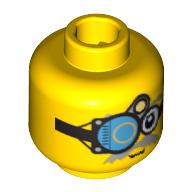 Lego Minifig Head Diver, Male, Thin Gray Moustache and Viewing Apparatus Print [Blocked Open Stud] / Yellow