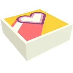 Tile 1 x 1 with Magenta/Bright Pink Heart, Coral Tail, Bright Light Orange Background Print / White