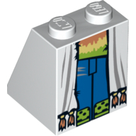 Lego Brick Sloped 65° 2 x 2 x 2 with Bottom Tube and Robe with Tassels over Blue Jeans and Tie Dyed Shirt Print / White