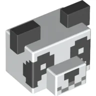 Animal Body Part, Panda Head, Pixelated Eyes, Nose, and Mouth Print / White