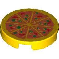 Tile Round 2 x 2 with Pizza Print / Yellow